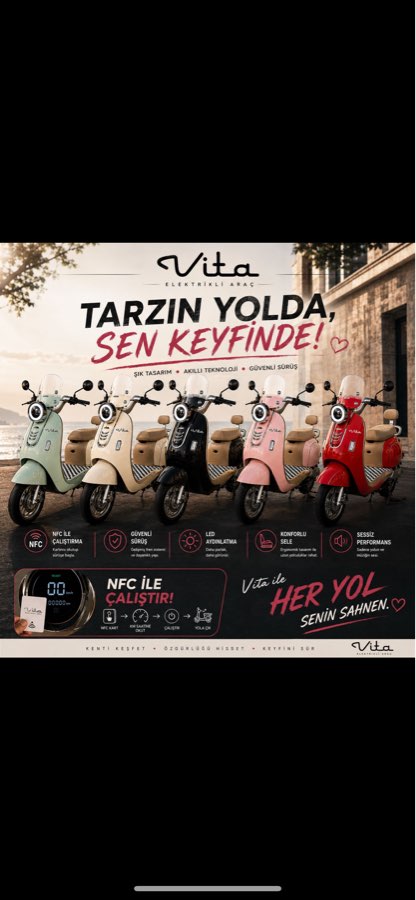 Apachi Vita 2026 - ⚡ VİTA ELEKTRİKLİ | NFC | LED | SIFIR | 3-6-12 AY TAKSİT